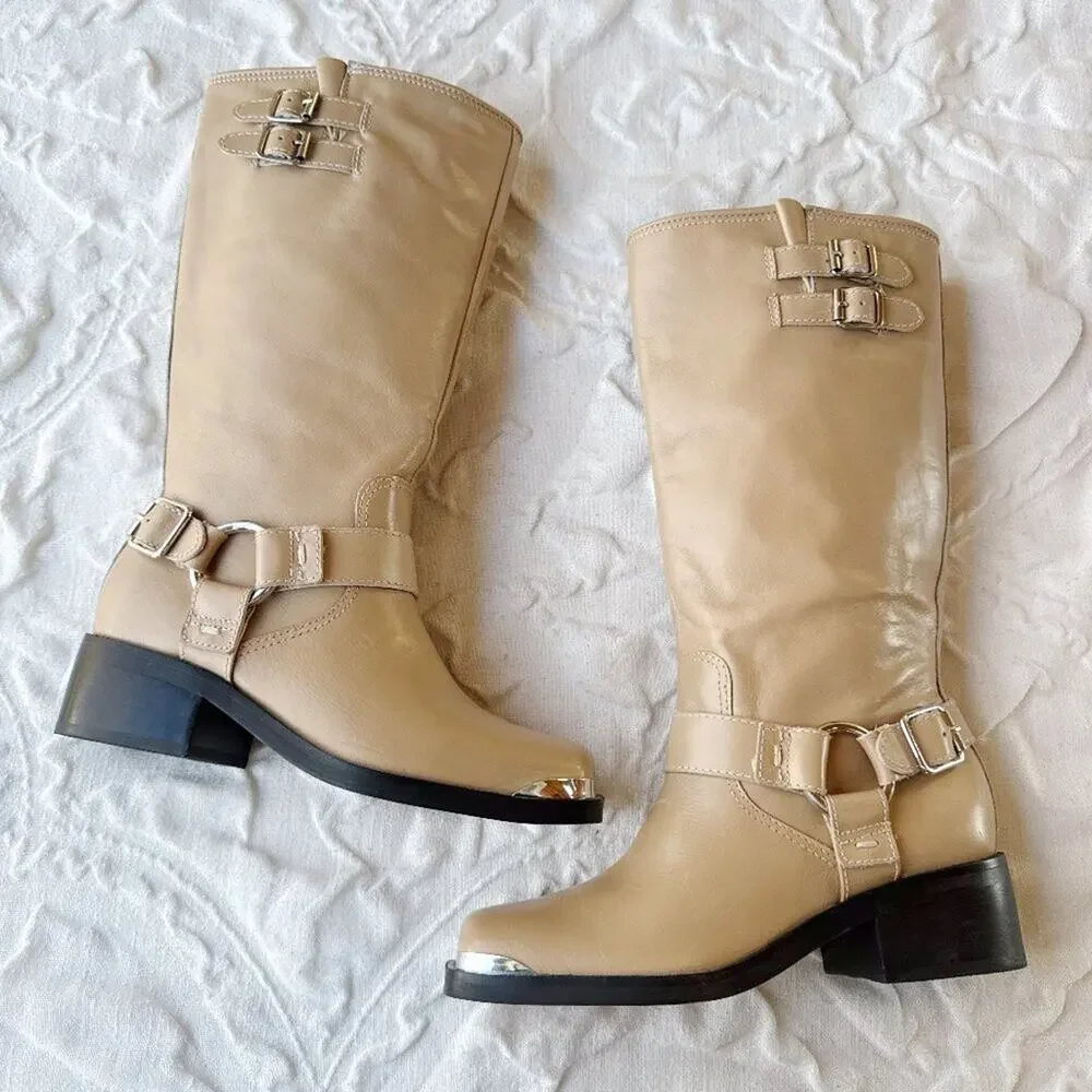 Dolce Vita Evi Leather Moto Boots Size 6.5 New